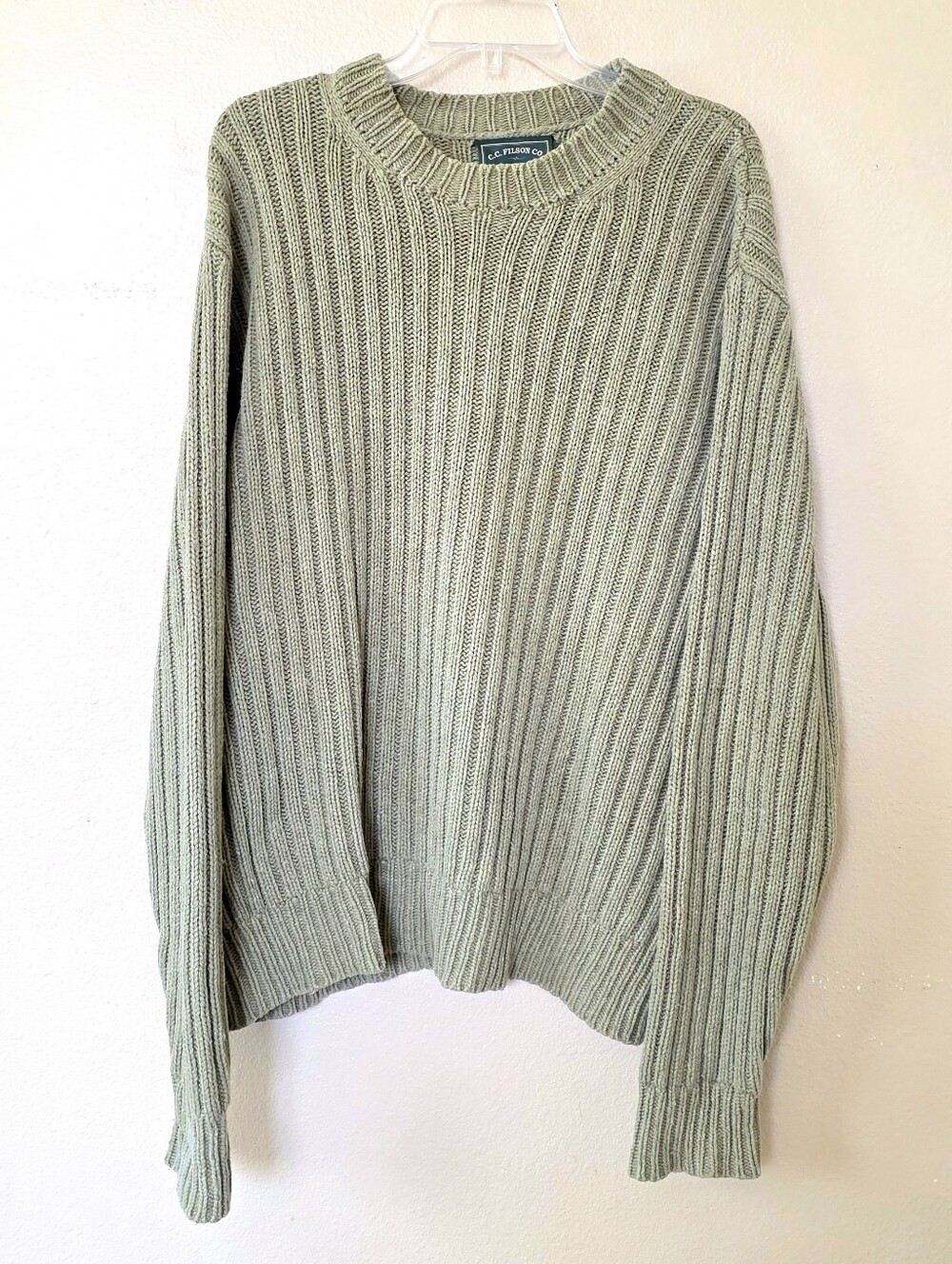 C. C. Filson Co. Mens Vintage Green Silk Cotton Blend Knit Sweater - Size Large
